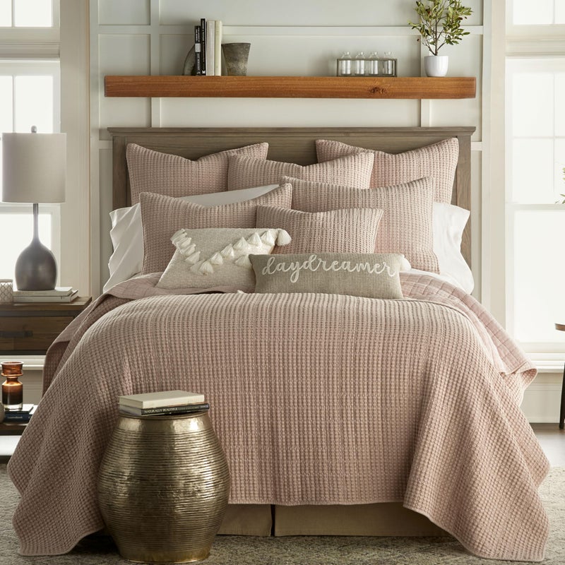 Levtex Home - Mills Waffle - Euro Sham (Set of Two) - Blush - Sham Size (26x26in.)  No Insert - Image 3